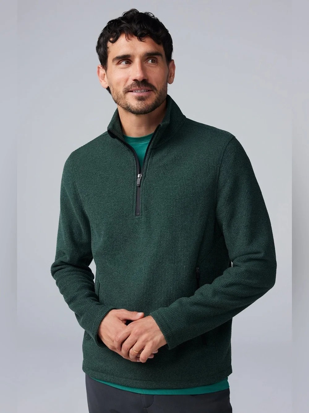 Mack Weldon Latitude Fleece Quarter-Zip Knit Sweater Insulating Quick Dry